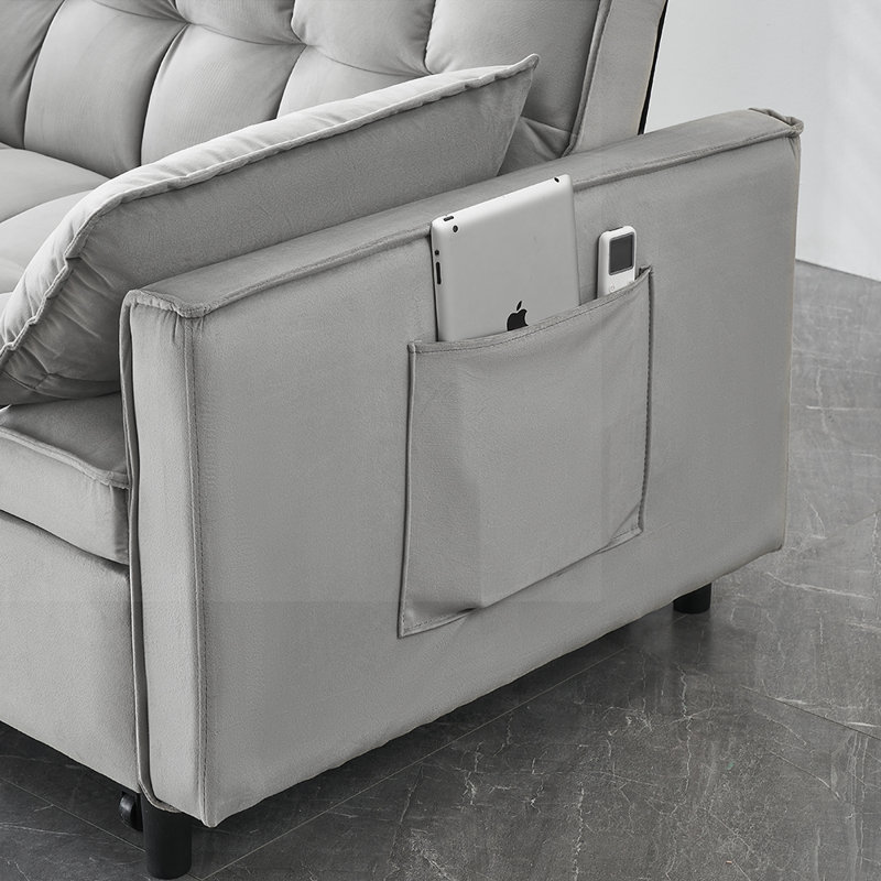 Modern sofa, sofa pull-out bed, with pillow, pockets, 3 in 1 convertible sleep sofa bed., 31.1" H x 52.75" W x 33.46" D