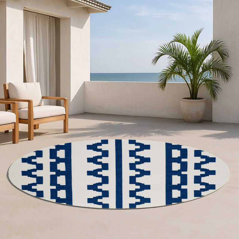 Tapis gris intérieur et extérieur Trellis, Rond 5 pi
