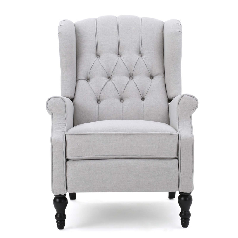 Fauteuil inclinable capitonné en tissu, Tissu gris pâle
