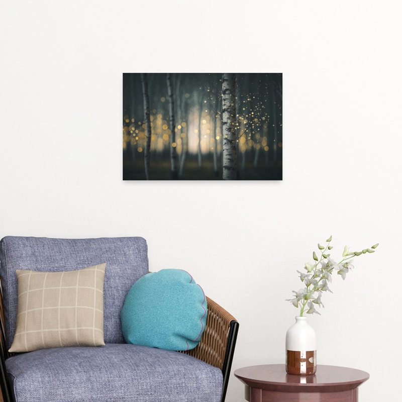 Enchanted Birches Abstract Contemporary Forest Landscape Wall Art Print 1 Piece Wrapped Canvas Wall Art