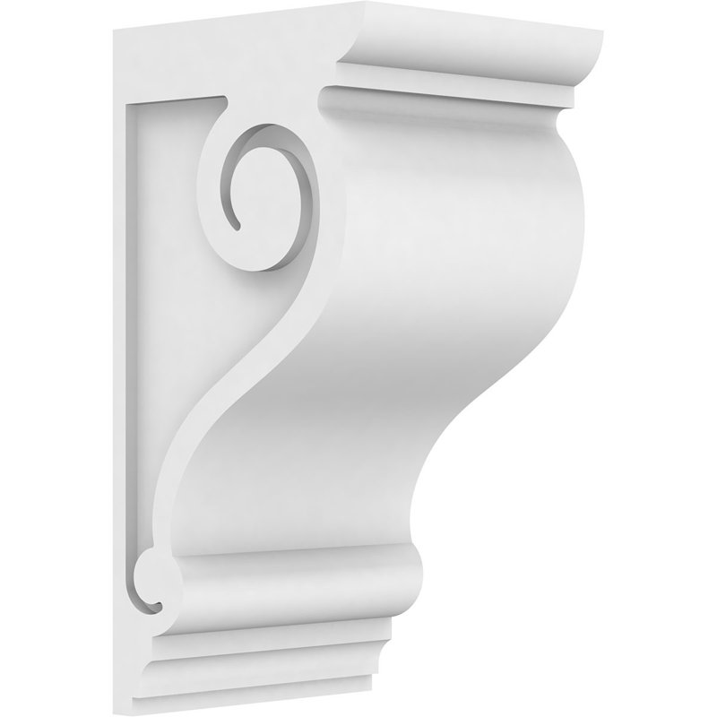 7"W x 8"D x 16"H Standard Scroll Architectural Grade PVC Corbel, 16"H x 7"W x 8"D