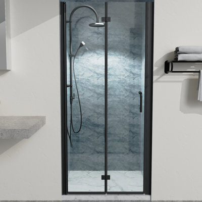 34 To 35-3/8 In. W X 72 H Bi Shower Doors In Matte Black, Clear Glass, Aluminium For Bathroom Fulfilment Semi- Black With H, Astonishment