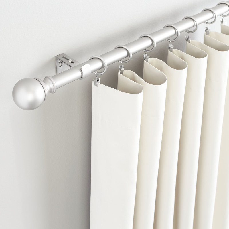 Tringles à rideaux réglables pour fenêtres, embouts ronds, tringle de 1 pouce, 36 po à 72 po, nickel, paquet de 1