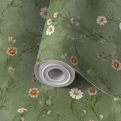 Papier auto-adhésif auto-adhésif et amovible à motif de fleurs sauvages dessinés à la main 24 po x 118 po (60 x 300 cm)
