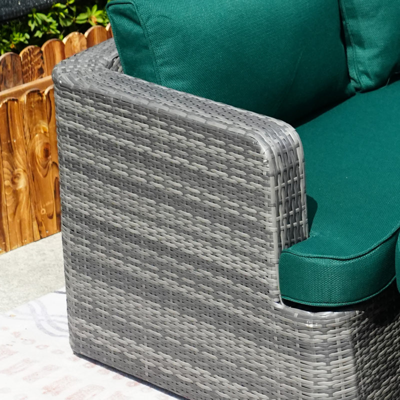 Lit de jour d'extérieur en osier avec coussins 88,98 po Anazco, Atrovirens, Gris