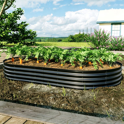 Galvanized Raised Garden Bed 8x4x1ft - Heavy Duty Metal Planter Box for Vegetables, Herbs & Flowers, Rust-Proof Outdoor Garden Bed with Large Capacity, Black