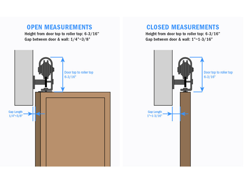 Black 38-3/16" Track Sliding Barn Door Hardware Kit