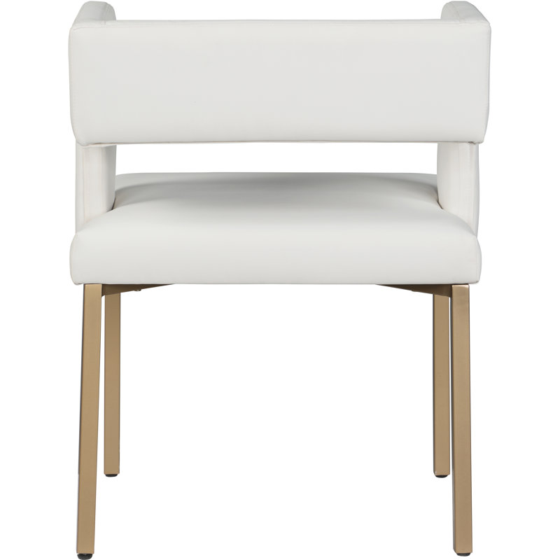White Faux Leather Dining Chair with Gold Legs