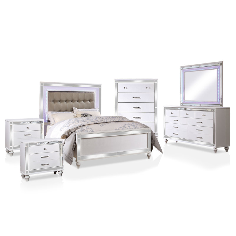 Ensemble de chambre à coucher 6 pièces Meghean, Très grand