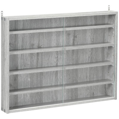 Vitrine à 5 niveaux, vitrine en verre avec 2 portes et tablettes réglables, fixation murale