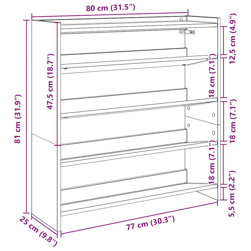 Casidhe Shoe Storage Cabinet, White