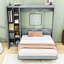 Lit escamotable double avec tablettes, garde-robe et lumières DEL-1475901558