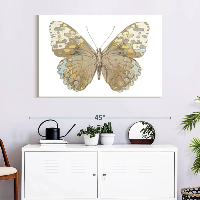 Papillon Brampt en taupe et bleu, H 26 po x l 39 po
