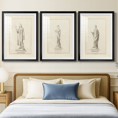 Vintage Sketch CXIII  -Custom Framed  Premium Print W Matt - 3 Pieces