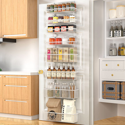 Over The Door Pantry Organizer, Pantry Organization And Storage, Metal Hanging Spice Rack Shelves Door, Seasoning Shelves