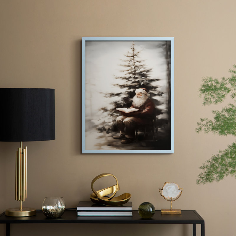 Art de Noël, série 2 - CCLXVII, reproduction encadrée - bois massif, H 11 po x l 9 po, Bleu