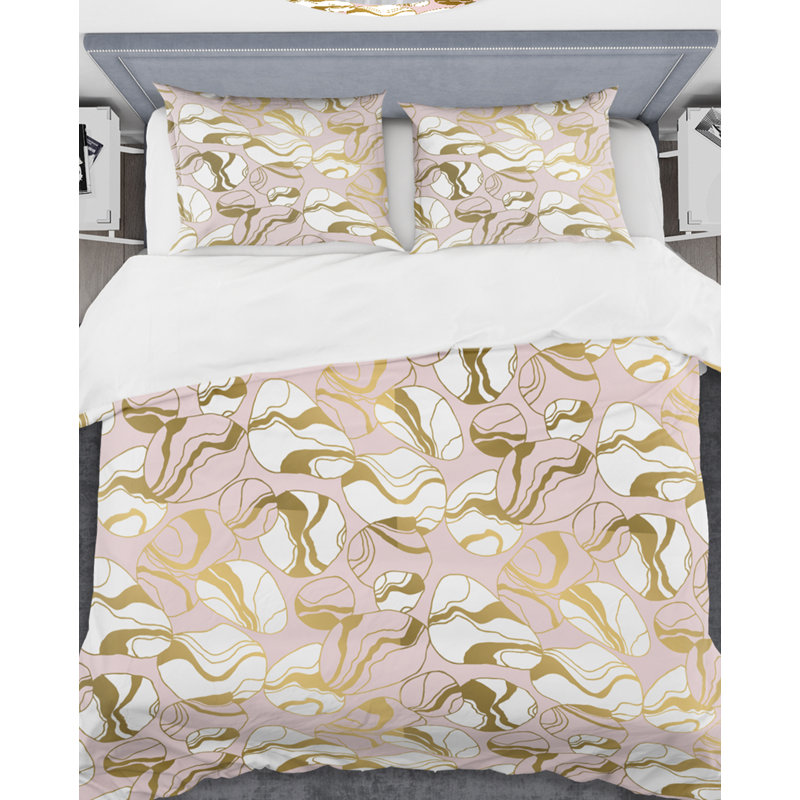 Glam Polyester Twill Abstract Duvet Cover, King Duvet Cover + 2 Shams
