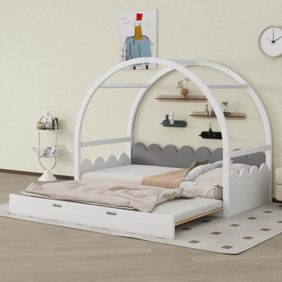 Calhan Twin size stretchable vaulted roof bed, children's bed pine wood frame -  Red Barrel StudioÂ®, 00D474D0B3384B9EAFB55C4039127D12