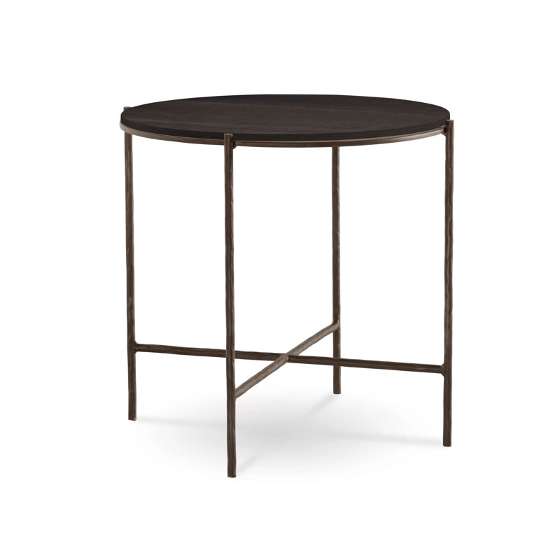 Anna Solid Wood End Table, Saddle, Marrone Antico