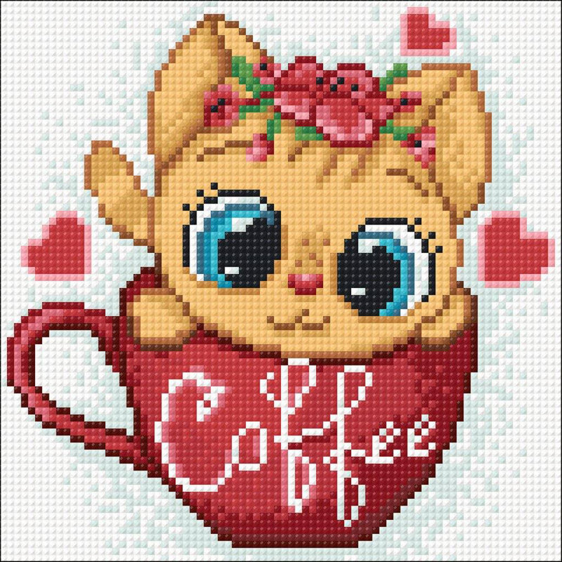 Ensemble de peinture à losanges 7,9 po x 7,9 po Coffee Cat CS2707