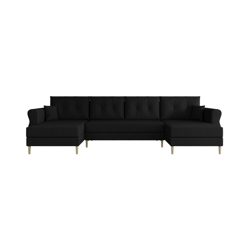 Spanos 5 Seater Corner Sofa , Black - NowOrNever100