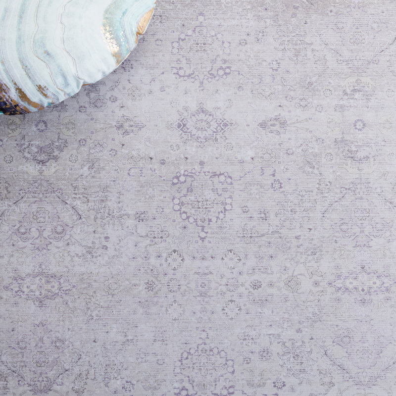 Ally Oriental Purple/Beige Area Rug, Runner 2'6" x 6'