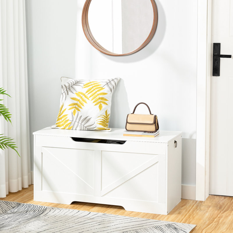 Lingle 39.4'' W Storage Bench with Flip Top Blanket Chest, White