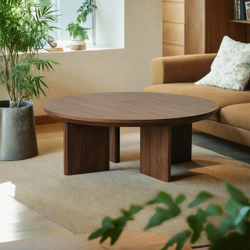 Plateau rond en noyer noir