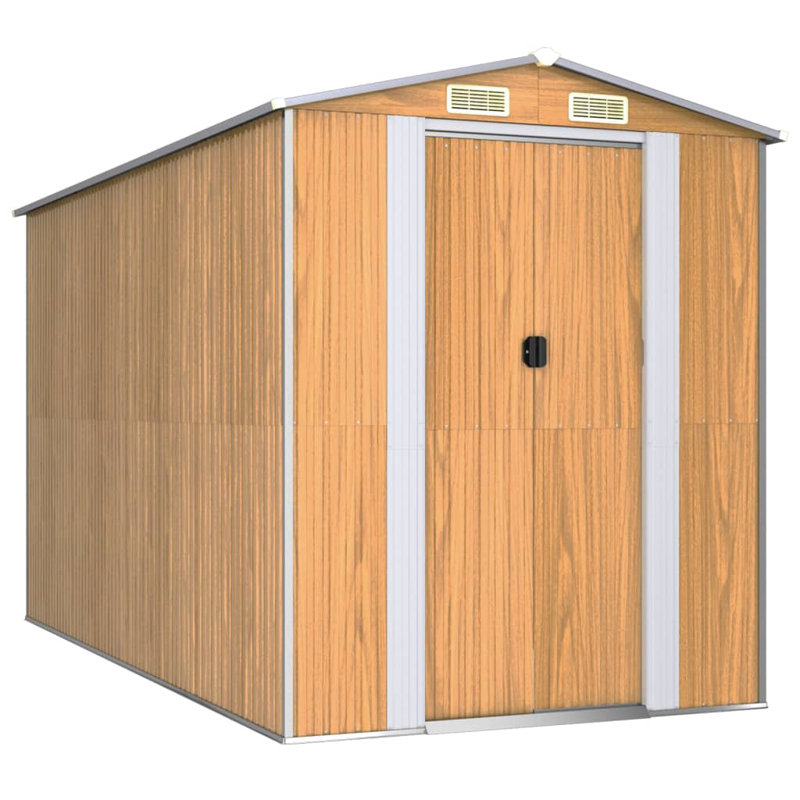 Steel Traditional Storage Shed, Light Brown, 75.6" W x 140.6" D