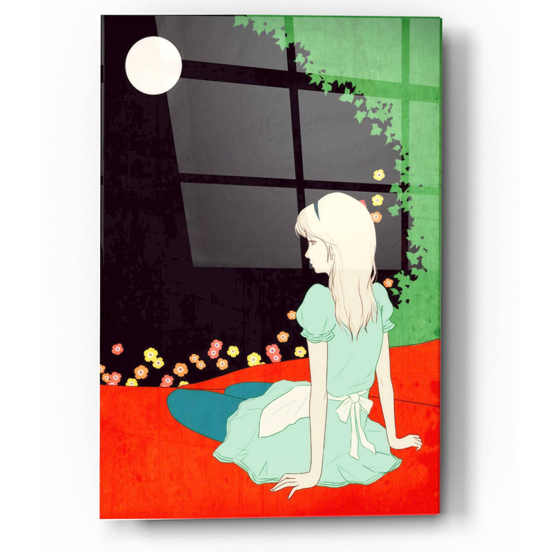 «Alice au clair de lune» par Sai Tamiya, art mural en verre acrylique, H 24 po x l 16 po x P 0,12 po