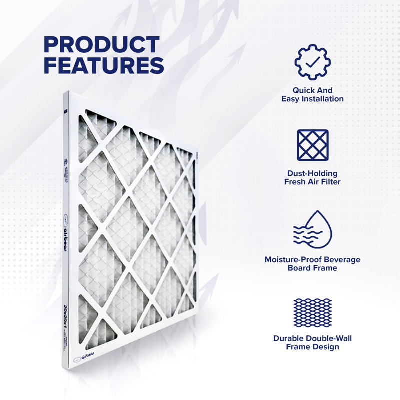 Trion MERV 11 Air Bear 20 x 20 x 1" High Efficiency Pleated HVAC Filter, 6 Pack