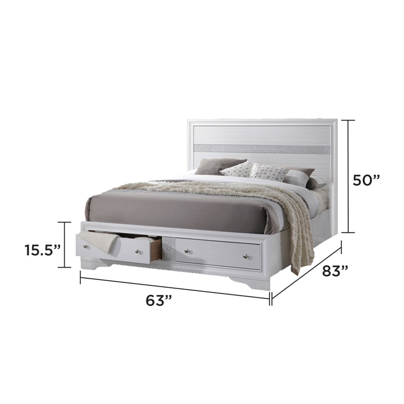 Smartt 5 Piece Bedroom Set, Queen, White