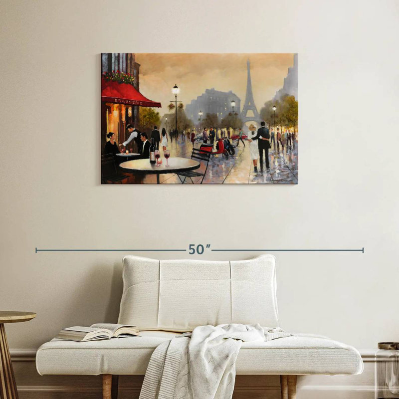 Promenade du couple Sireci à Paris, H 24 po x l 36 po