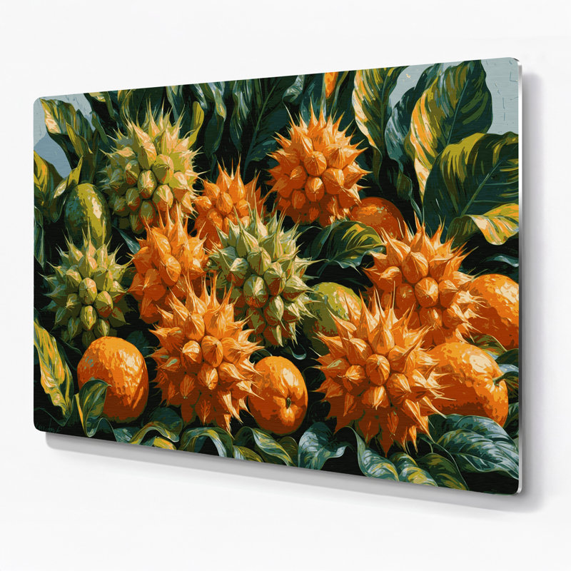 «Fruit Naranjilla», art mural en métal brun, H 11 po x l 14 po