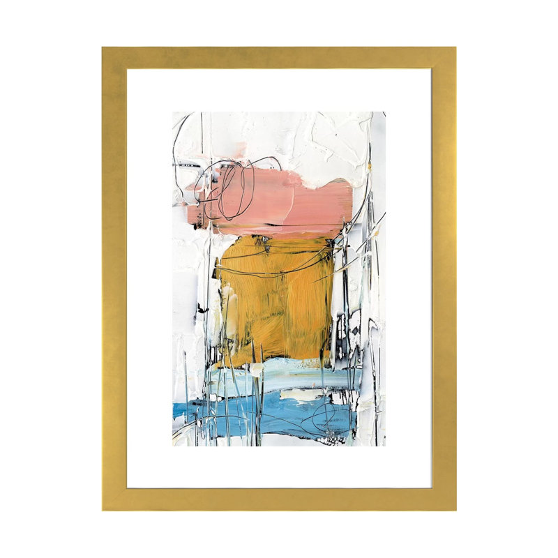 «Stacked Together II» par Ethan Harper - reproduction d'art, H 32 po x l 24 po x P 1 po, Blanc, Papier encadré doré