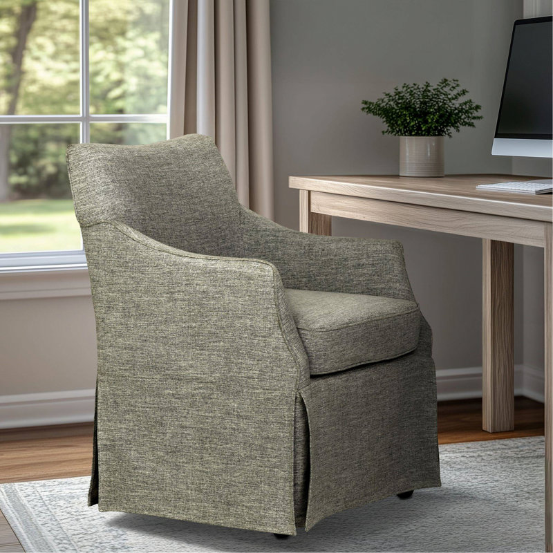 Chaise rembourrée avec accoudoirs et roulettes cachées, Vert