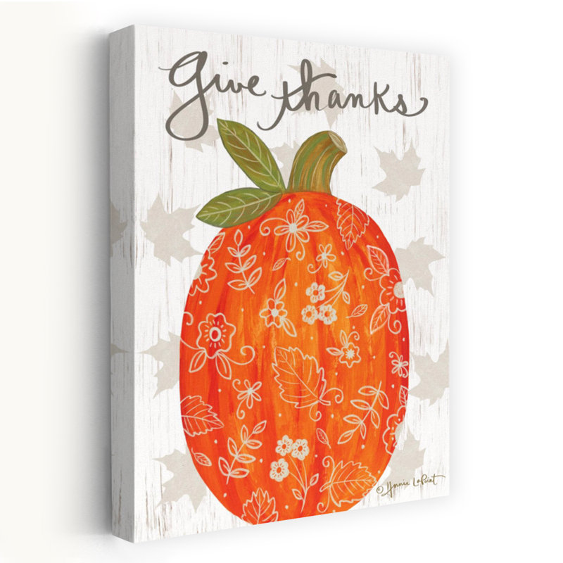 Give Thanks Boho Pumpkin Abstract Landscape Nature Art, 24" H x 16" W