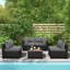 Ensemble modulaire d'extérieur 5 pièces en osier pour patio avec coussins antidérapants et housses imperméables, gris clair-1824147329