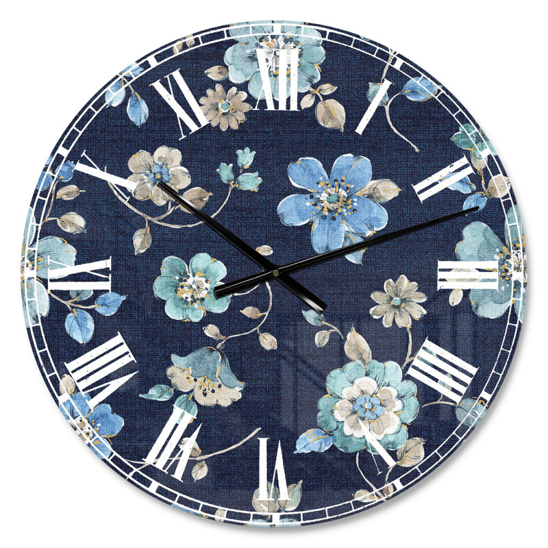 Indigold fleur métallique motif - horloge murale traditionnelle, Petit