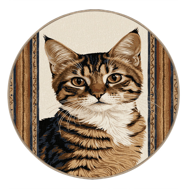 Washable American Curl Cats Area Rug, Round 7'
