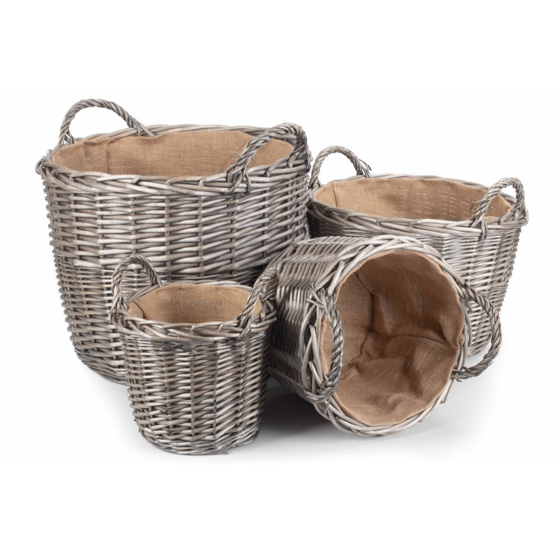 Jagger 4 Piece Wicker Lined Log Basket Set