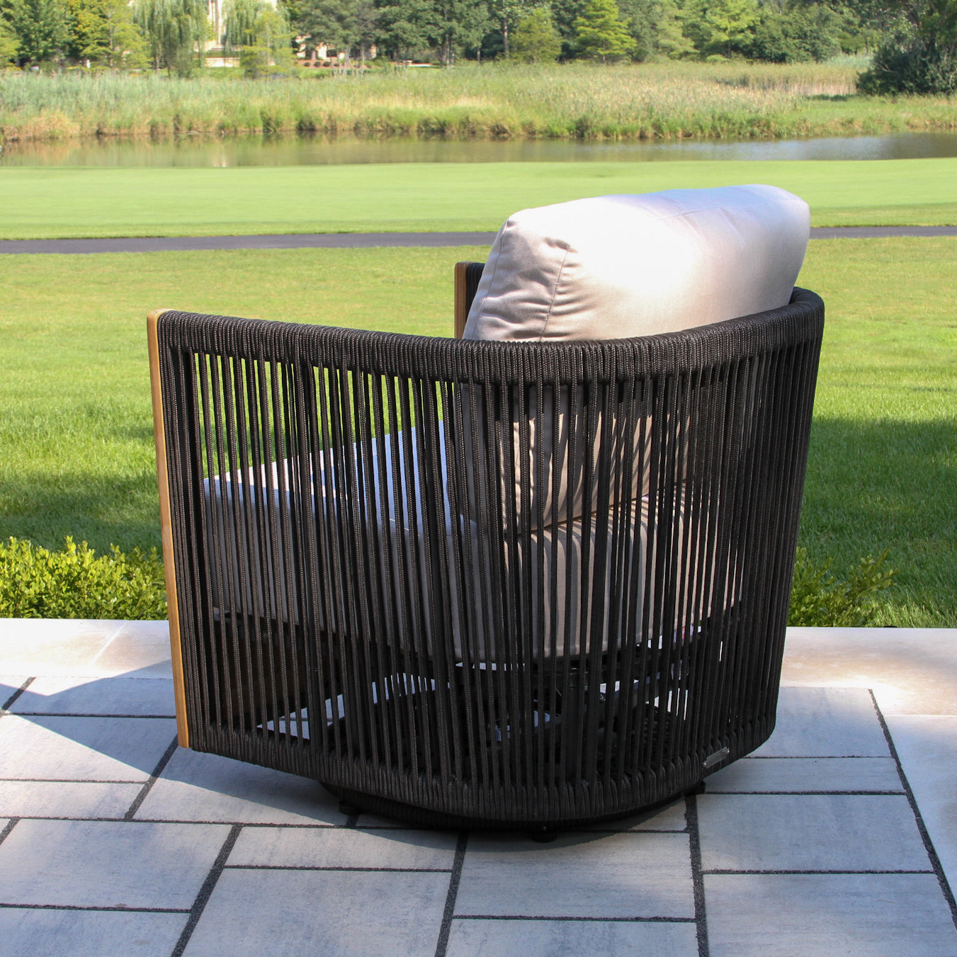 Aniston Sunbrella® Swivel Patio Lounge Chair, Black