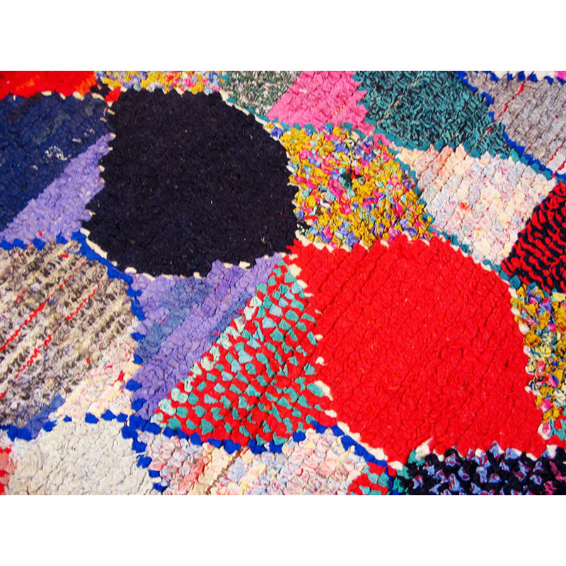 Antique Moroccan - Boucherouitte Small Scatter Size Wool Multicolor Rug