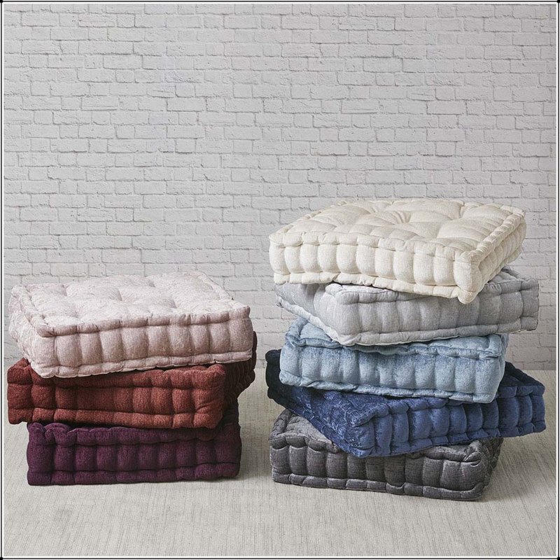 Coussin de sol carré en poly chenille, Gris anthracite