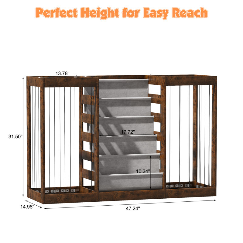 Kids Bookshelf with Toys Storage Organizer, Stuffed Animal Storage for Nursery, Playroom, Kids Room, Dark Brown Wood