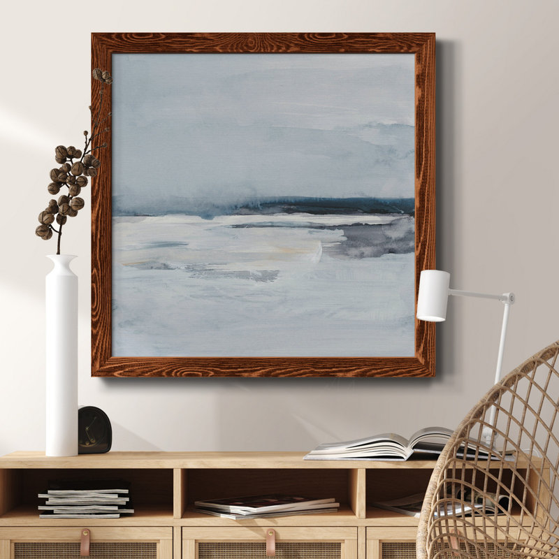 Inky Coastline II - Toile encadrée de qualité supérieure - prête à être accrochée, H 17 po x l 17 po x P 1,5 po, Érable