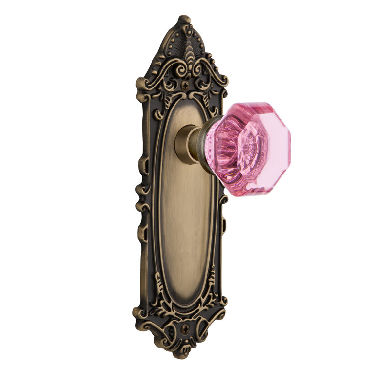 Victorian Plate with Waldorf Pink Door Knob, Antique Brass
