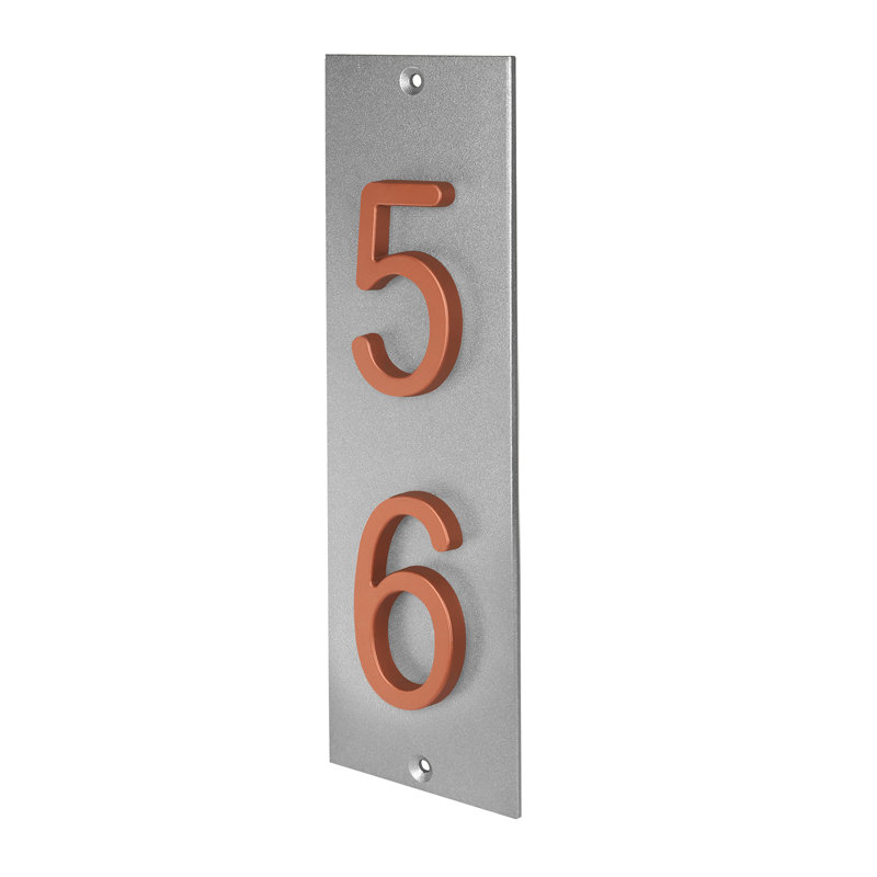 Plaque d'adresse verticale en aluminium Royal Shade, Cuivre, Oui, Argent argent