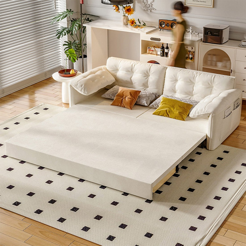 Canapé-lit causeuse 100% polyester beige, 69.29"W*41.34"D*35.83"H
