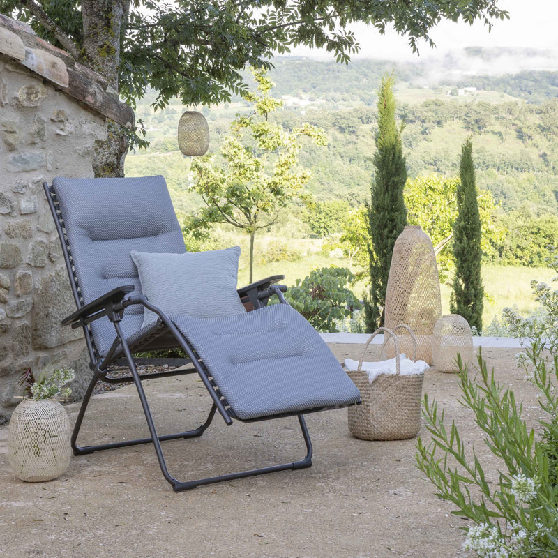 Musielak Outdoor Rust-Resistant Metal Chaise Lounge , Cushion Included, Silver